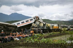 Search and rescue teams work at the scene of a train accident in Cicalengka, West Java province on January 5, 2024. Three people were killed and at least 28 injured when two trains collided on Indonesia's main island of Java on January 5, officials said.
ADI MARSIELA / AFP