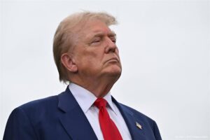 Former US President and Republican presidential candidate Donald Trump waits to speak at a press conference at Trump National Golf Club Los Angeles in Rancho Palos Verdes, California, on September 13, 2024. 
Robyn Beck / AFP