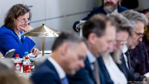 DEN HAAG - Marjolein Faber, minister van Asiel en Migratie, in de Eerste Kamer waar de Senaat de plannen van het kabinet tijdens de Algemene Politieke Beschouwingen bespreekt. ANP REMKO DE WAAL