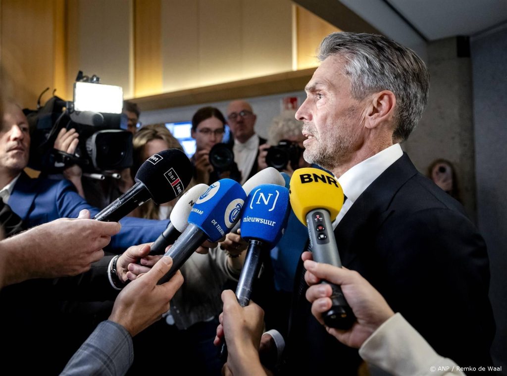 DEN HAAG - Minister-president Dick Schoof staat de pers te woord voorafgaand aan een plenair debat in de Tweede Kamer over de Europese top van 17 en 18 oktober 2024. ANP REMKO DE WAAL